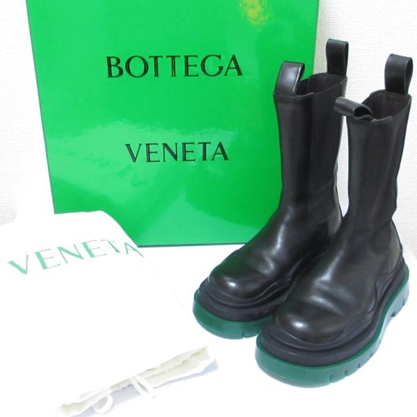 ボッテガヴェネタ ラグブーツ 美品 38 サイドゴア 美品 BOTTEGA VENETA ボッテガヴェネタ ミリタリーカーフ ボリューム