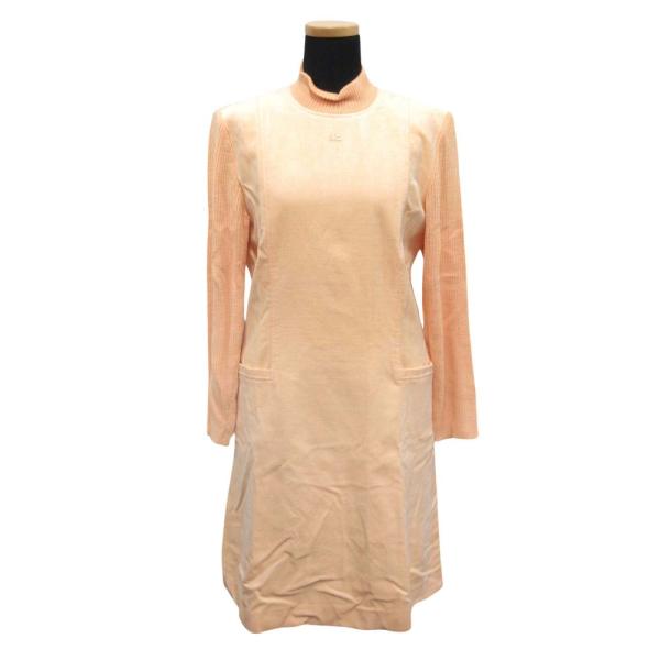 courreges クレージュ ニット ワンピース ハイネック 切替 リブ