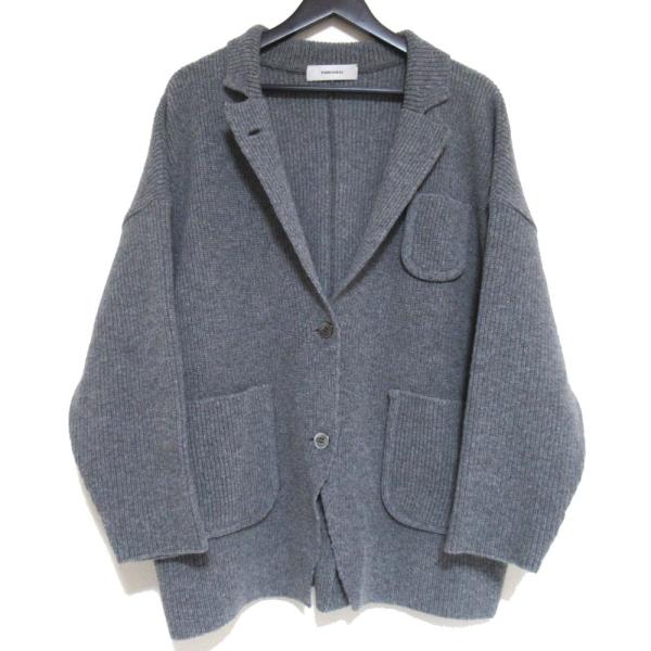美品 24AW FUMIE TANAKA フミエタナカ over knit jk オーバーニットジャケット カーディガン F24A-09 2サイズ グレー レディース 古着 中古 USED FUMIE TANAKA（フミエ タナカ） 美品 24AW FUMIE TANAKA over knit jk