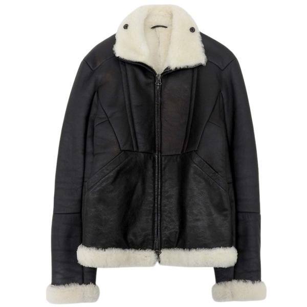 良品 giuliano fujiwara ジュリアーノフジワラ シープスキン ムートン シングル ライダースジャケット サイズ46 ブラック メンズ 古着 中古 USED giuliano Fujiwara（ジュリアーノ フジワラ） 良品 シープスキン