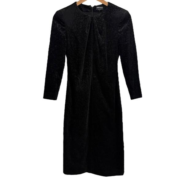 ひよこ組✳️ジョルジオアルマーニ　長袖ひざ丈ワンピース GIORGIO ARMANI 良品 ジョルジオアルマーニ 長袖 ひざ下丈 ベルベット