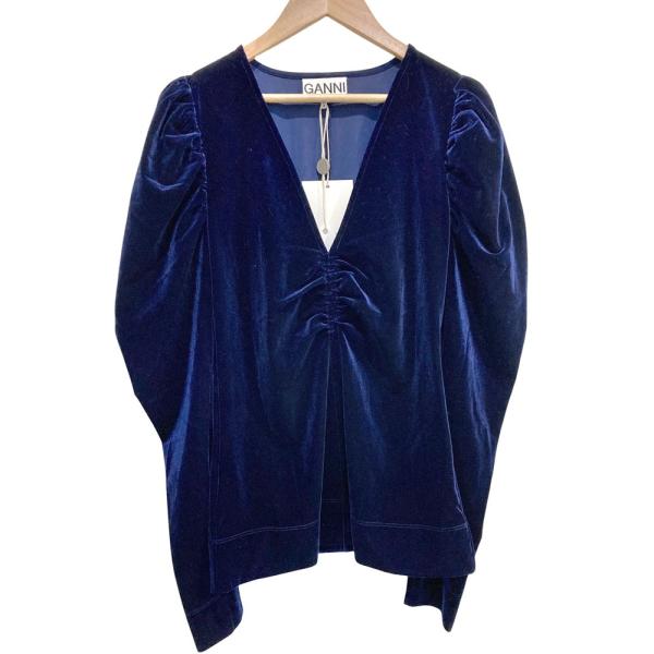 GANNI（ガニー） 未使用 ストレッチ Vネック ベルベットブラウス