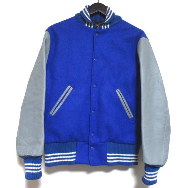 【BLUE WORK ×SKOOKUM 】袖レザースタジャン 38 スクーカム SKOOKUM（スクーカム） 良品 USA製 ウール×レザー スタジャン ブルゾン