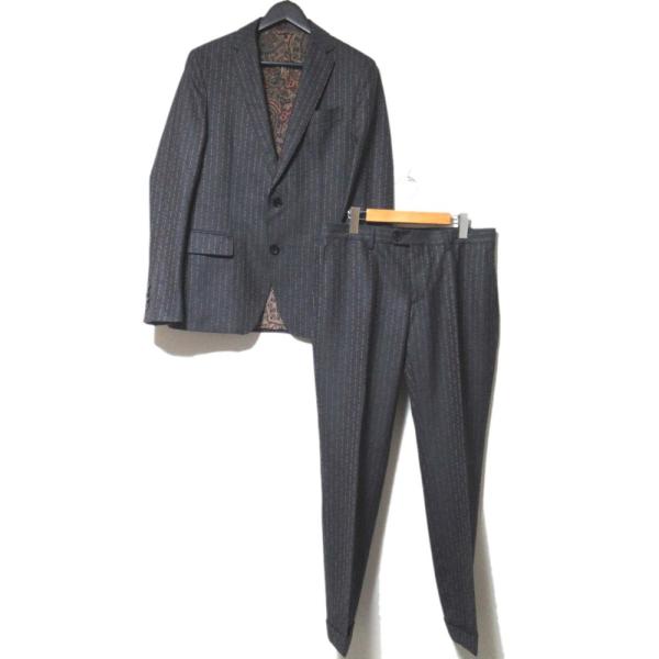 ETRO（エトロ） 美品 裏地ペイズリー柄 ロゴストライプ テーラード