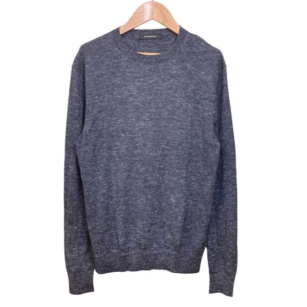 美品 Ermenegildo Zegna エルメネジルドゼニア カシミヤシルク クルーネック ハイゲージ ニット セーター サイズ46 ネイビー メンズ 古着 中古 USED 美品 Ermenegildo Zegna エルメネジルドゼニア カシミヤシルク クルー