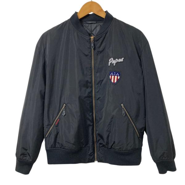 美品 Papas パパス BOLL DOG プリント MA-1 ボンバージャケット サイズ48/M ブラック メンズ 古着 中古 USED PAPAS（パパス） 美品 BOLL DOG プリント MA-1 ボンバージャケット