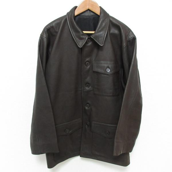 良品 agnes b. homme アニエスベーオム フランス製 レザー フィールドジャケット カーコート サイズ1 ブラウン メンズ 古着 中古 USED agnes b. HOMME 良品 homme アニエスベーオム フランス製 レザー