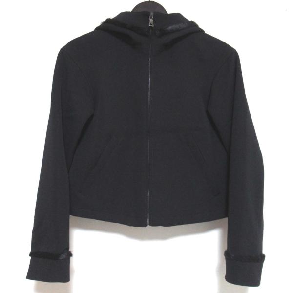 美品 PRADA SPORT プラダスポーツ ナイロン ゴートファートリム ジップ