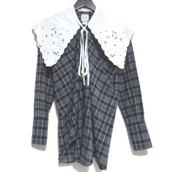 PATOU（パトゥ） 美品 チェック柄 ロングスリーブ 刺繍入りカラー