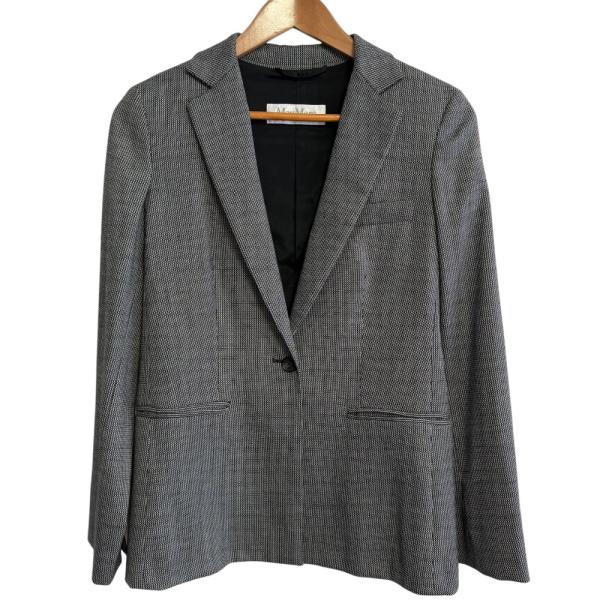 Max Mara - 美品 MaxMara マックスマーラ シルクブレンド ストレッチ 1B シングル テーラードジャケット 36 グレー レディース 古着 中古 USED Max Mara（マックスマーラ） 美品 シルクブレンド ストレッチ 1B