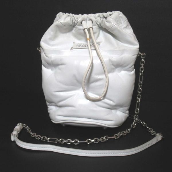 良品 MAISON MARGIELA 11 メゾンマルジェラ グラムスラム チェーンショルダーバッグ ドローストリング 巾着 ホワイト×シルバー金具 レディース 古着 中古 USED kigaeru_30010737070