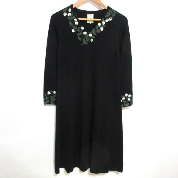 美品】シビラ ワンピース Aライン 手刺繍 ニット ロング 花柄 ウール