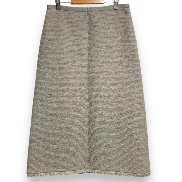 DRAWER（ドゥロワー） 美品 FABRICA社製生地 ひざ下丈 スソフリンジ