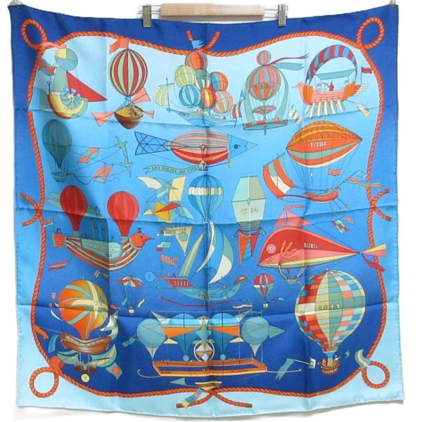 未使用　エルメス　スカーフ　 鐙 HERMES 未使用 エルメス カレ90 PAZ UNIVERSAL 気球柄 シルク100