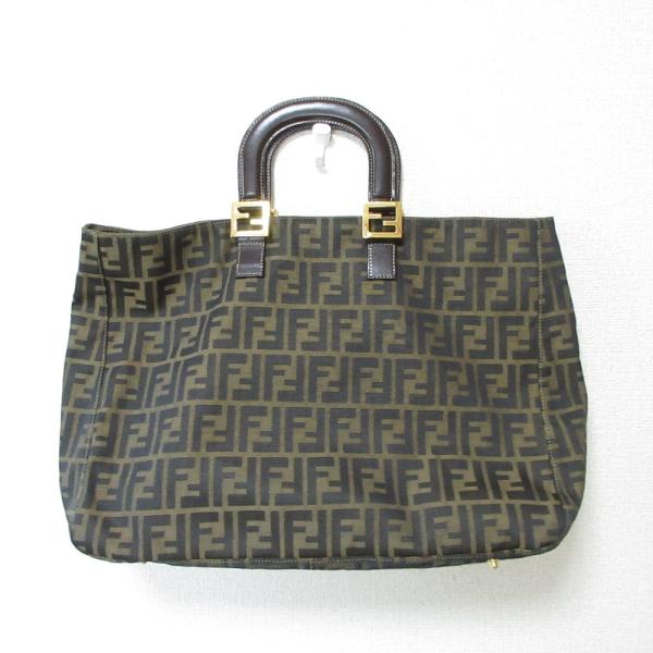 FENDI 美品 フェンディ ズッカ柄 キャンバス ハンドバッグ
