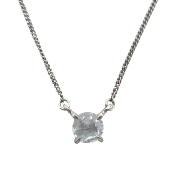 4℃ 美品 ヨンドシー PT850 アクアマリン ネックレス シルバーカラー  