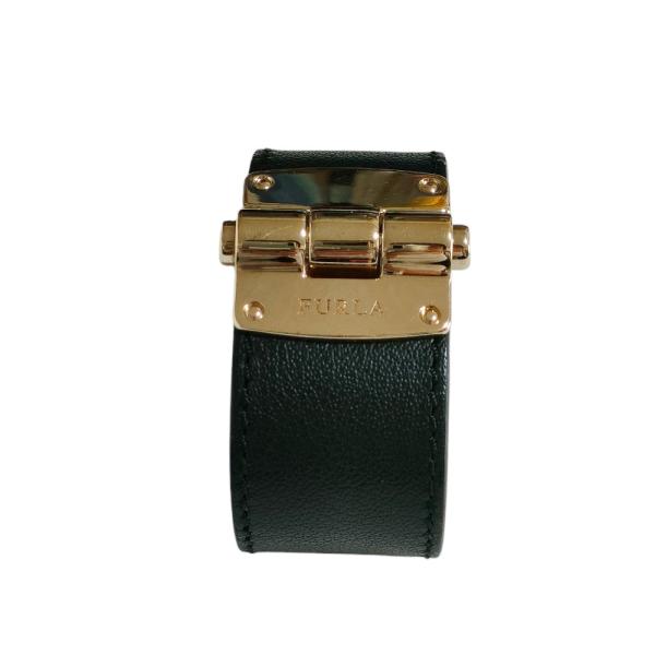 FURLA フルラ VENERE BRACELETS ブラック バングル FURLA（フルラ） 美品 VENERE BRACELETS レザー ワイドブレスレット