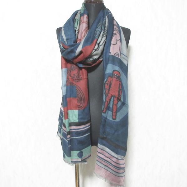 ETRO 美品 エトロ ペイズリー ロケット 宇宙飛行士 総柄 大判