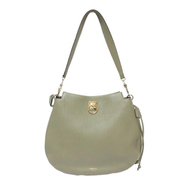 未使用 MULBERRY マルベリー IRIS アイリス ホーボー ドローストリング レザー ショルダーバッグ HH7223/736 カーキ  レディース 古着 中古 USED Mulberry（マルベリー） 未使用 IRIS アイリス ホーボー ドロー