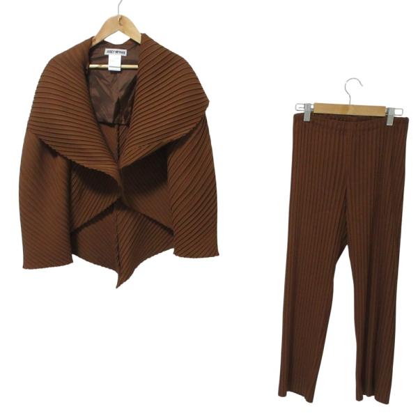 ISSEY MIYAKE ブラウン プリーツロングジャケット　サイズM ISSEY MIYAKE ブラウン プリーツロングジャケット サイズM 楽天