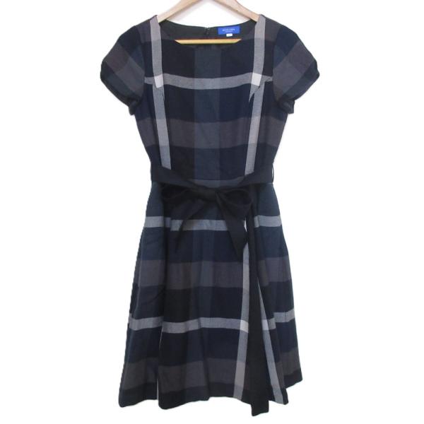 美品 ブルーレーベル・クレストブリッジ チェック柄ワンピース インナー付 36 BLUE LABEL CRESTBRIDGE（ブルーレーベルクレストブリッジ） 美品