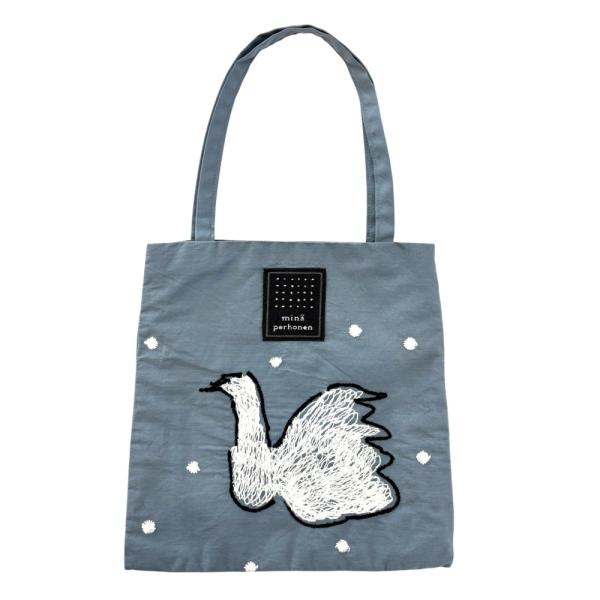 ミナペルホネン mina perhonen レッスンバッグ トート 白鳥 スワン mina perhonen（ミナペルホネン） 美品 swan 白鳥刺繍 ミニバッグ
