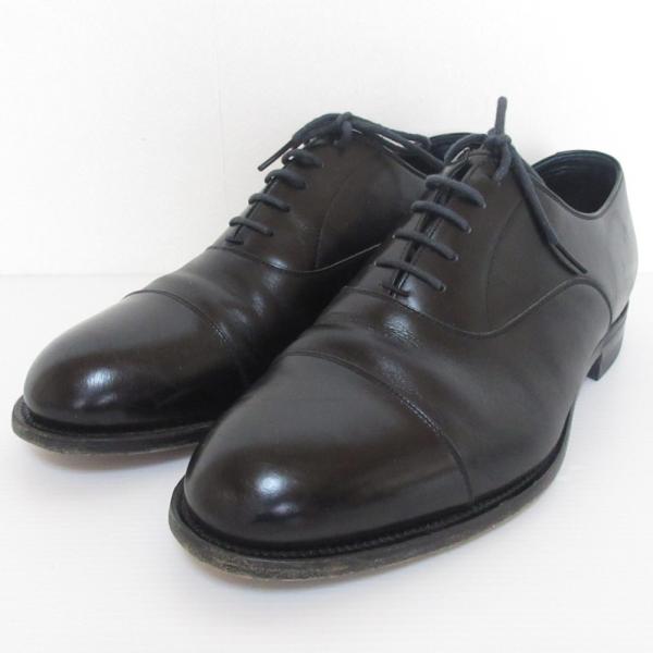 【未使用】スコッチグレイン 内羽根 レザー ドレスシューズ 25cm ブラック スコッチグレイン 内羽根式ストレートチップ 24cm ブラック
