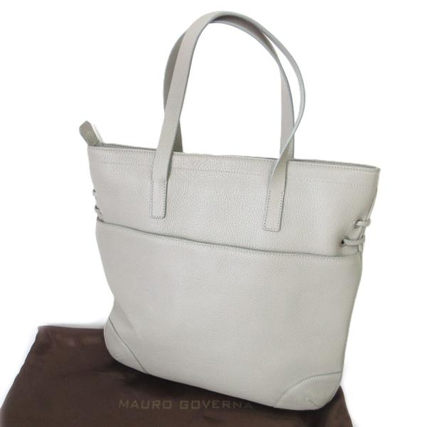 専用品MAURO GOVERNA レザー グレージュ 肩掛け トートバッグ 良品 MAURO GOVERNA マウロゴヴェルナ シュリンクレザー トートバッグ