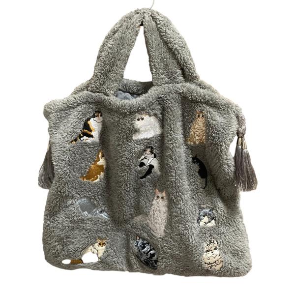 美品 SUMi STYLE スミスタイル イアパピオネ 猫刺繍 ボア巾着