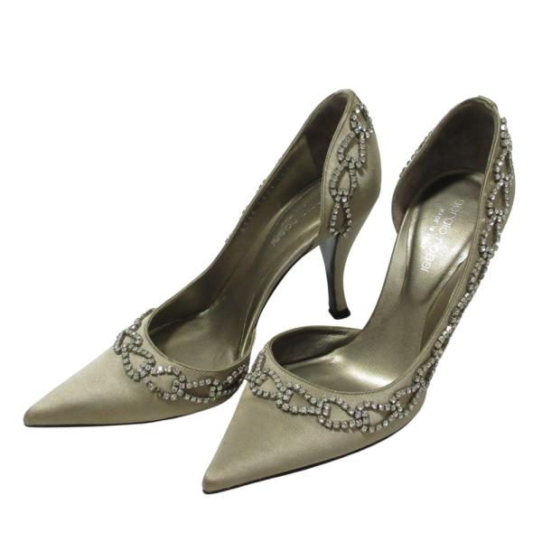 sergiorossi セルジオロッシ スウェードパンプス/カーキ/37 Sergio rossi 良品 Rossi セルジオロッシ サテンビジュー ポイン