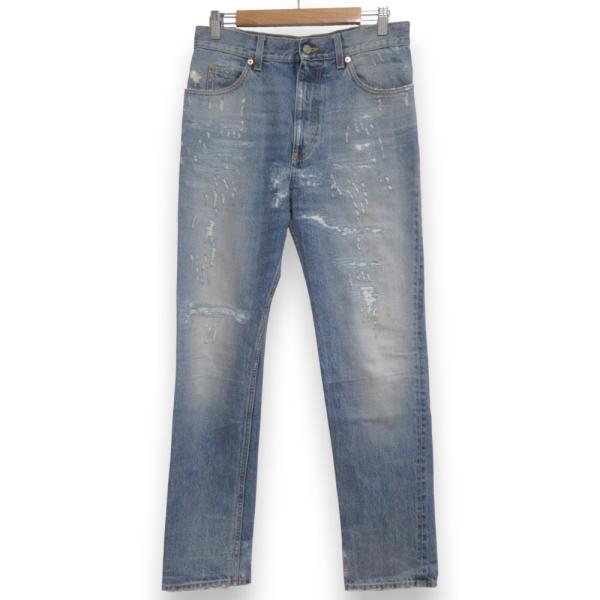 ◇GUCCI ダークブルー デニム ショートパンツ ダメージ加工 メンズ kigaeru_343847032040