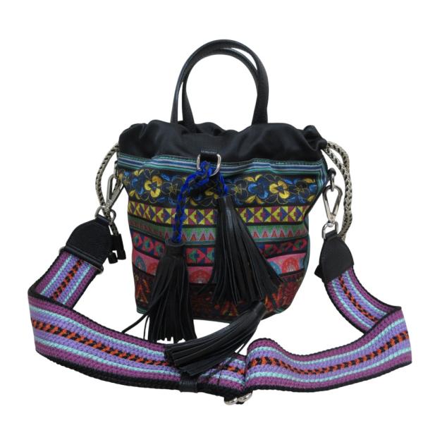 ETRO エトロ 2wayショルダー トートバッグ ネイビー レザー ETRO（エトロ） 新品同様 タッセル ナイロン レザー 2way ハンドバッグ