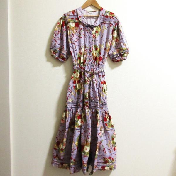 KANEKO ISAO ワンピース ☆ 美品 KANEKO ISAO（カネコイサオ） 良品 フラワープリント ピコリボン