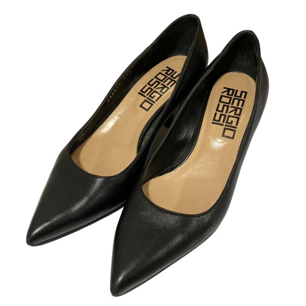 美品　セルジオロッシ　黒パンプス　38.5サイズ Sergio rossi（セルジオロッシ） 美品 レザー ポインテッドトゥ