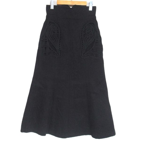 マメクロゴウチ　スカート　サイズ2 美品 24AW Mame Kurogouchi マメクロゴウチ Cord Embroidery Detail