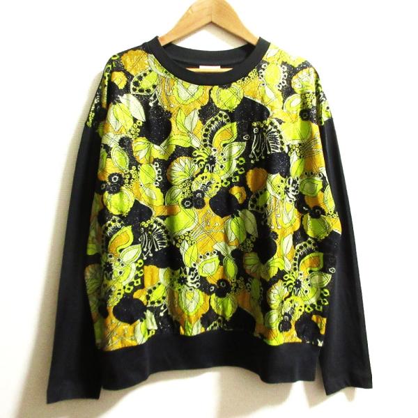 良品 DRIES VAN NOTEN ドリスヴァンノッテン ジャガード 切替え ロングスリーブカットソー サイズXS イエロー グレー レディース 古着 中古 USED DRIES VAN NOTEN（ドリス ヴァン ノッテン） 良品 ジャガード 切替え