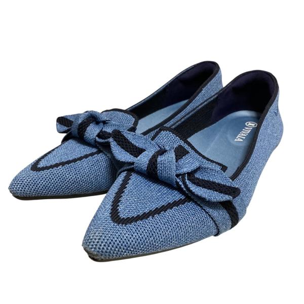 【現行品】　VIVAIA Michelle フラット　パンプス　36 リボン 良品 VIVAIA ビバイア MICHELLE ポインテッドトゥ リボン パンプス