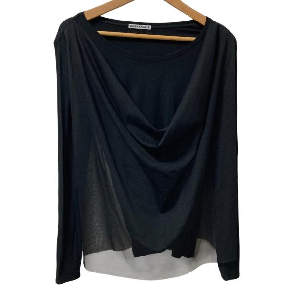 イッセイミヤケ チュール ドッキング 長袖 カットソー アイボリー サイズ3 ISSEY MIYAKE（イッセイミヤケ） 美品 ドレープ チュール 長袖