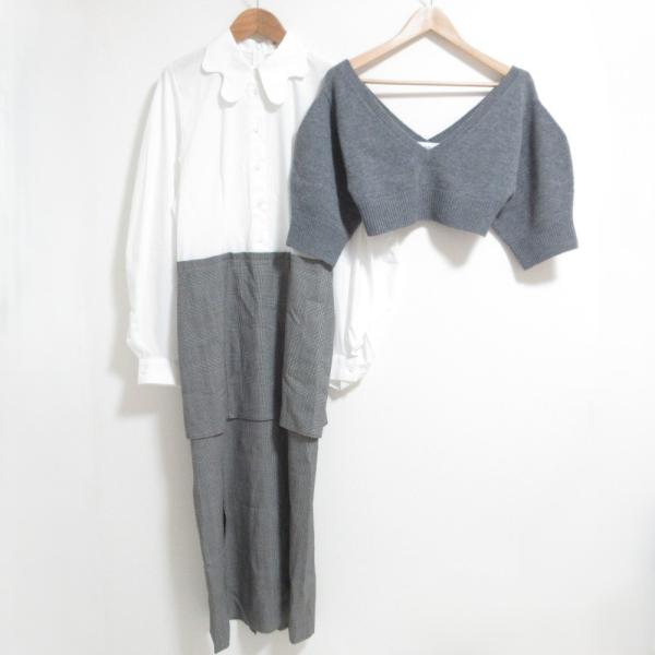 ENFOLD - 【美品】ENFOLD エンフォルド　Ｖネックニットグレー ENFOLD（エンフォルド） 未使用 24AW ENFOLD ニットセット シャツ