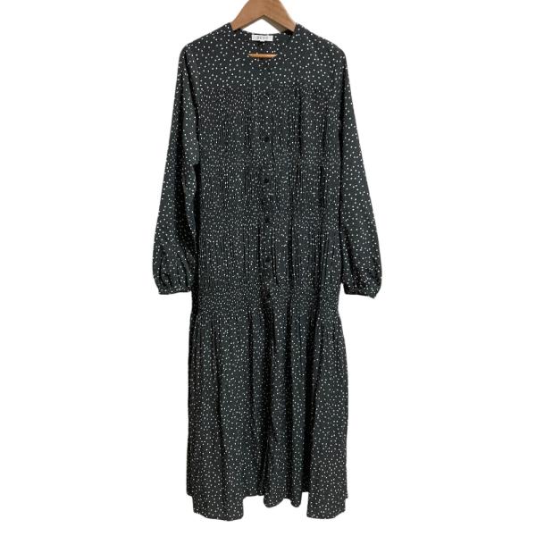 未使用 PLST プラステ ドット マジョリカ プリーツワンピース Sサイズ ブラック  レディース 古着 中古