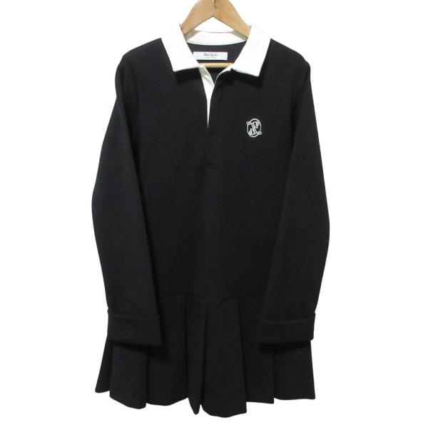 Her lip to パーリップトゥ ボーダー ポロ襟ニットワンピース S 美品 Her lip to ハーリップトゥ Polo Pleated Mini Dress 長袖 膝丈