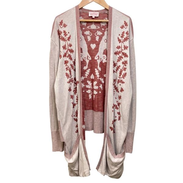 良品 Vivienne Westwood ヴィヴィアンウエストウッド レッドレーベル グラフィック ジャガード ロングカーディガン サイズ2 レッド系 レディース 古着 中古 USED Vivienne Westwood red label 良品 ヴィヴィアンウエストウッド レッド