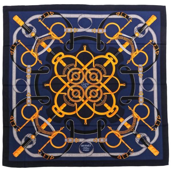 ぶたHERMES エルメス スカーフ Eperon d'Or ・大判 HERMES（エルメス） 未使用 Eperon d'Or 黄金の拍車 カレ140 カシシル