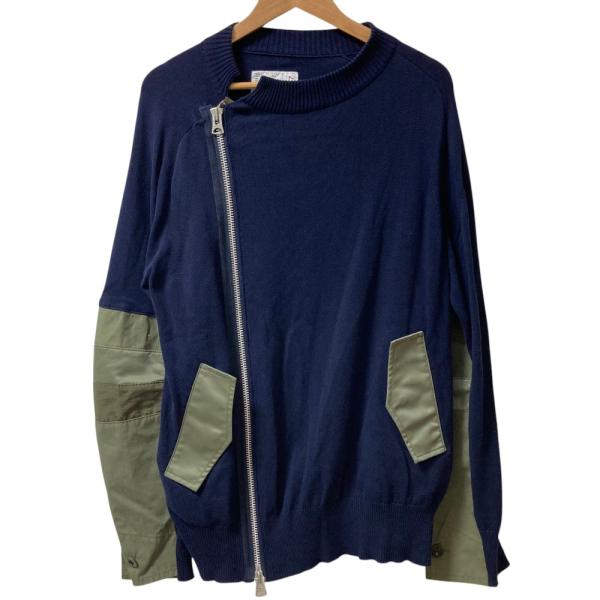 2007AW SACAI サイドアームバンド　タートルネックセーター　ネイビー sacai（サカイ） 美品 ドッキング ニットジャケット 21-02507M サイズ2