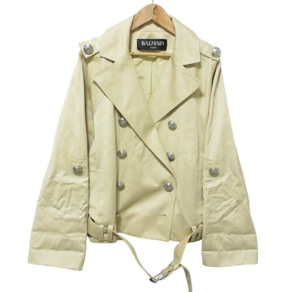 BALMAIN バルマン　アンゴラ　コート　9号　ベージュ　レディース　未使用 BALMAIN（バルマン） 良品 ロールアップ袖 クロップドトレンチコート