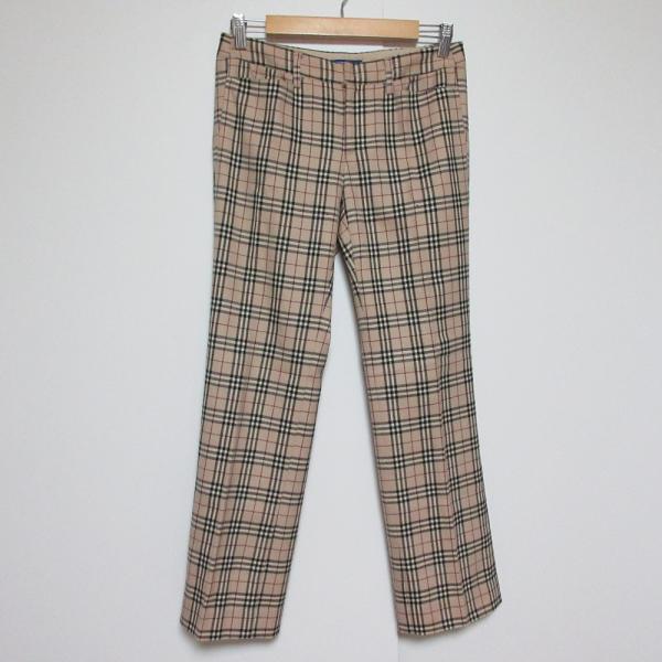 BURBERRY BLUE LABEL バーバリーブルーレーベル ウール ノバチェック テーパードパンツ サイズ38 ベージュ レディース 古着 中古