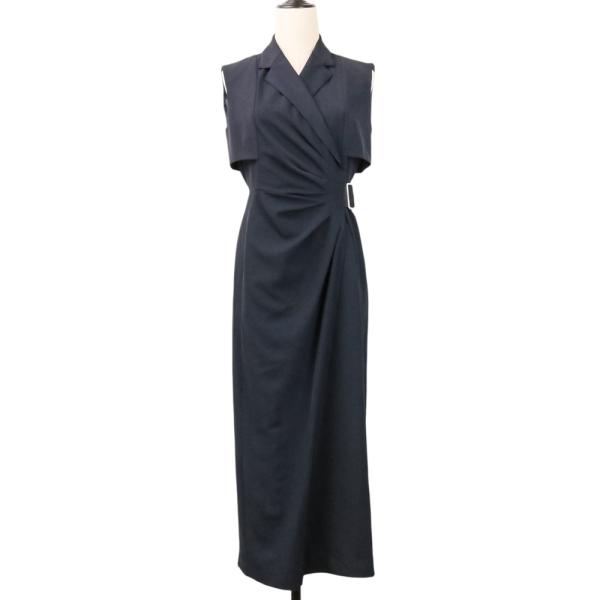 美品 L'AUBE BLANC ローブブラン Side-buckle Drape Dress