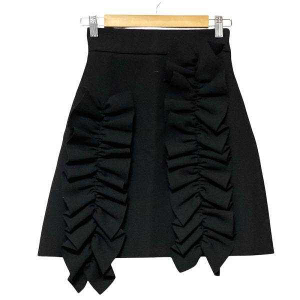 美品 MSGM エムエスジーエム ラッフルフリル スカート サイズ38 ブラック レディース 古着 中古