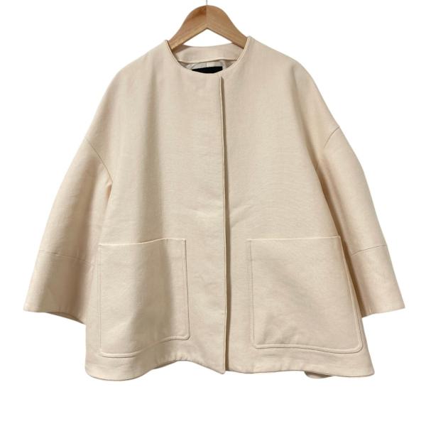 Drawer - 【新品未使用】Drawer フロントポケットノーカラーハーフコート サイズ36 DRAWER（ドゥロワー） 美品 フロントポケットノーカラーハーフコート