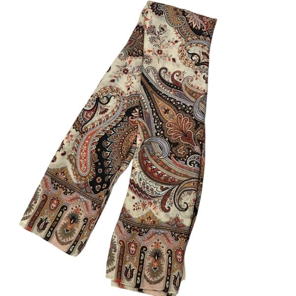 ETRO（エトロ） 美品 ペイズリー柄 フリンジ 大判ストール ホワイト